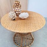Vintage round rattan bamboo dining set 'bohemian'