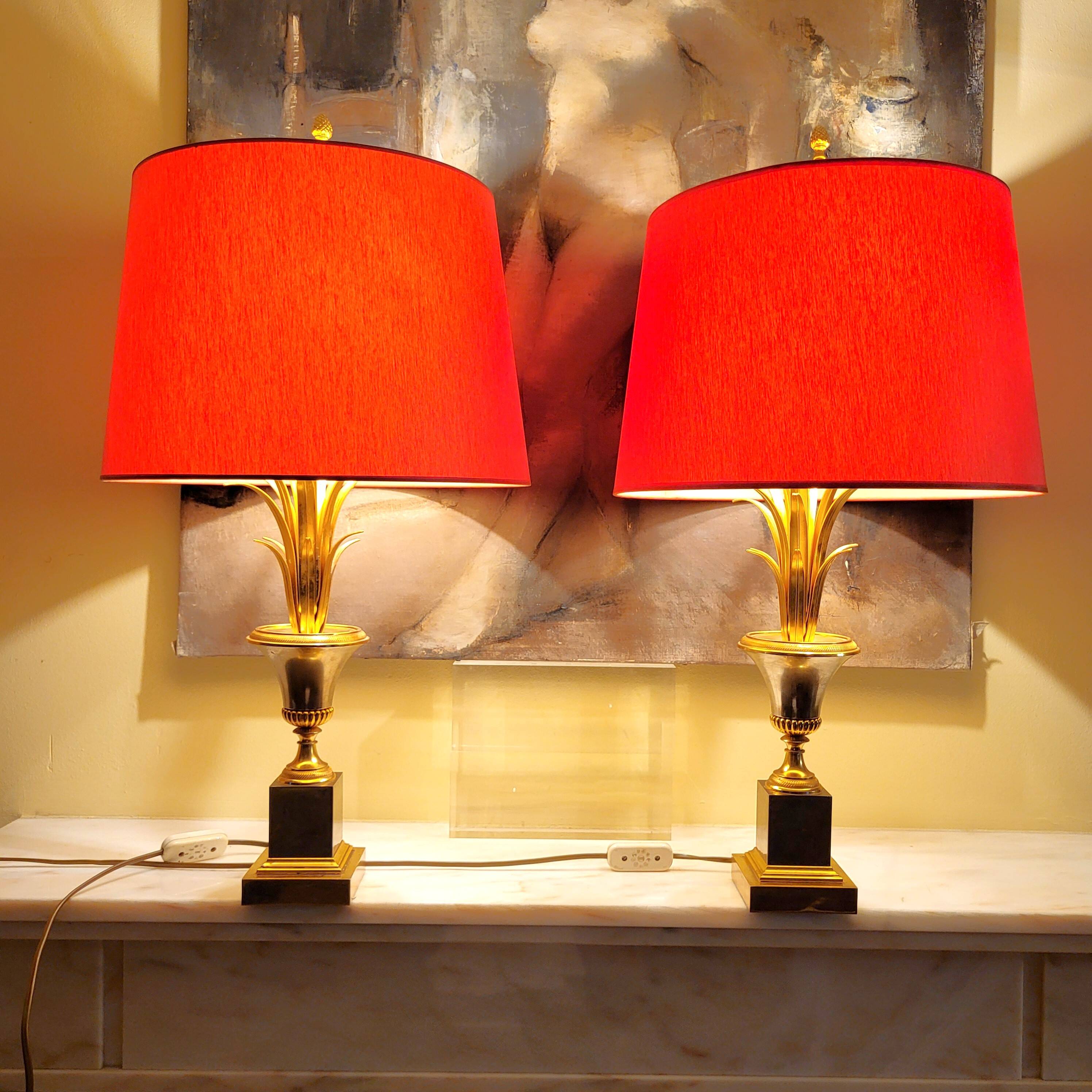Pair of 70s Palm Tree Lamps Maison Boulanger