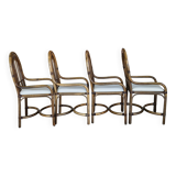 4 fauteuils vintage en Bambou 70's  dans le style Maugrion Roche Bobois