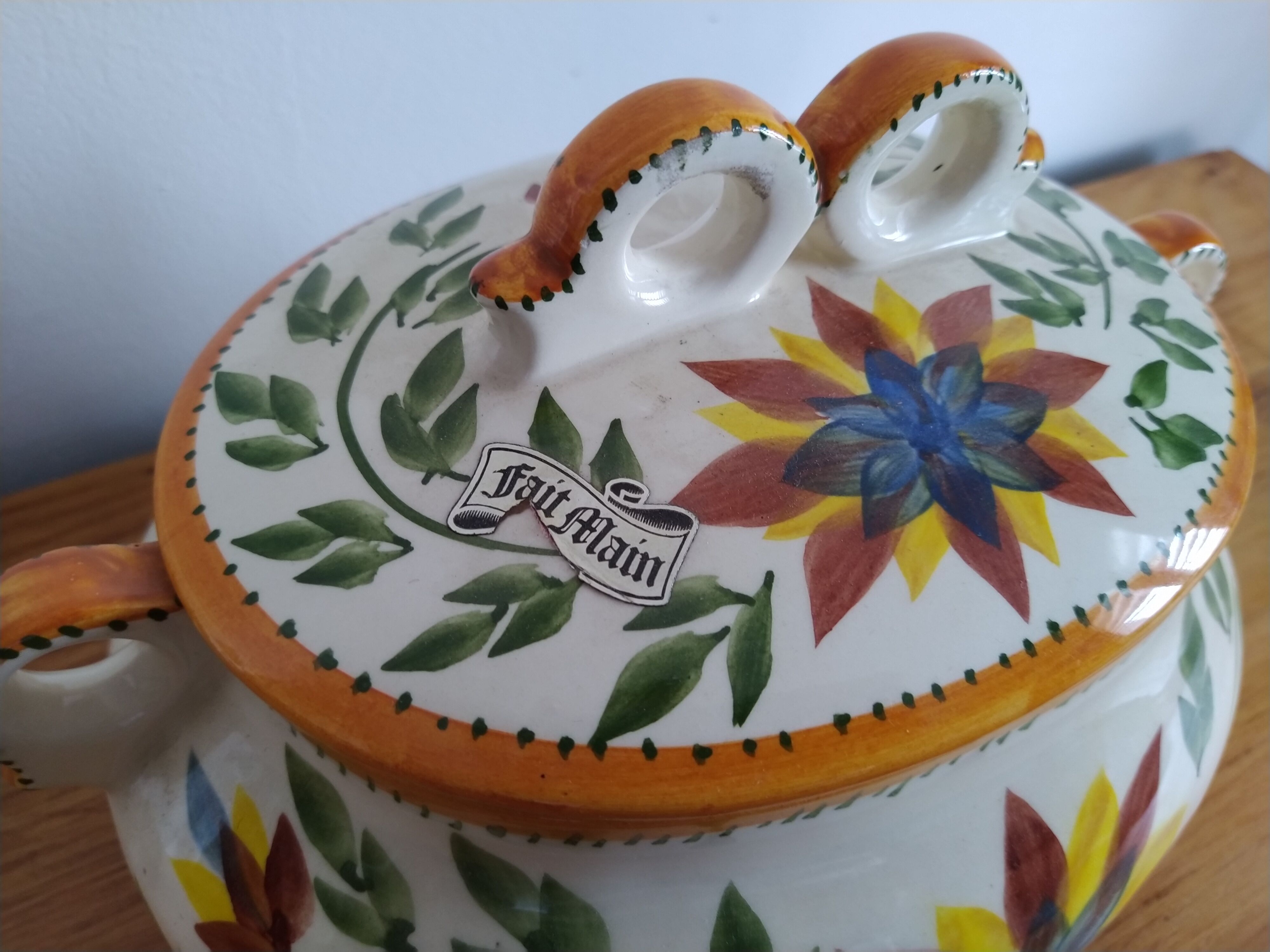 Handmade vintage ceramic soup kitchen