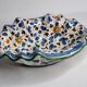 Deruta enameled ceramic bowl with bird decoration, 28 cm