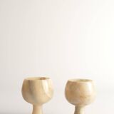Hand Turned Light Brown Onyx Goblets Candleholders, Set of 2