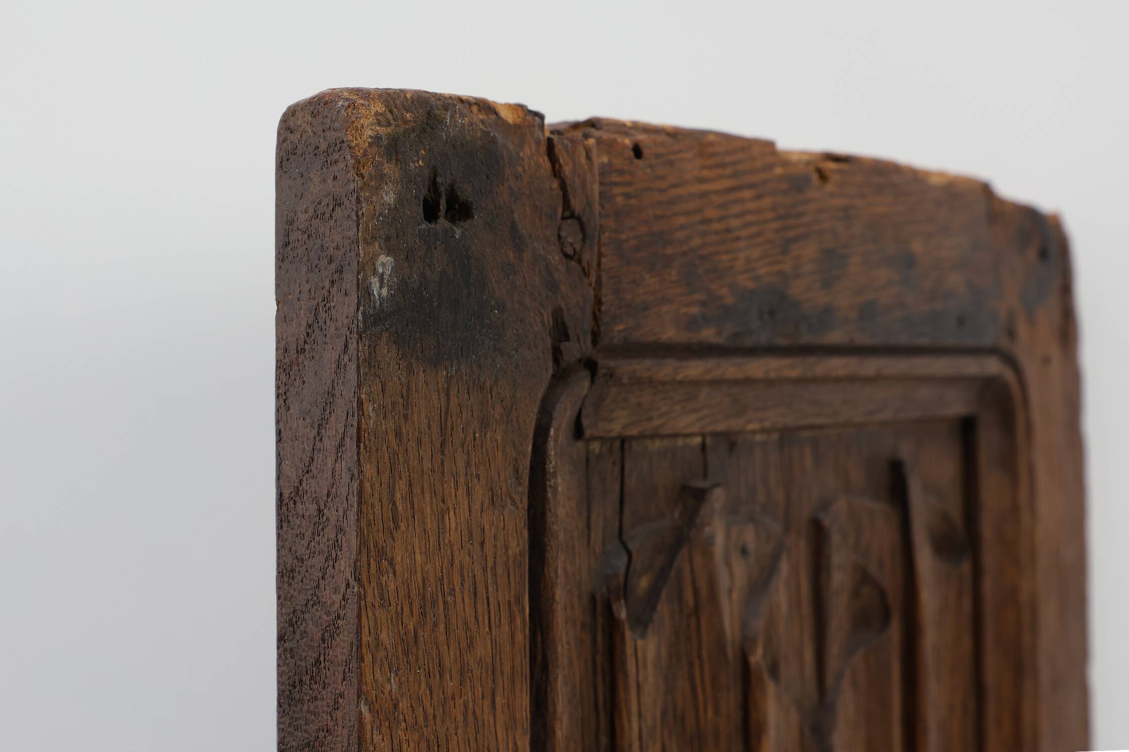 Early 16th Gothic century carved oak relief panel, France
