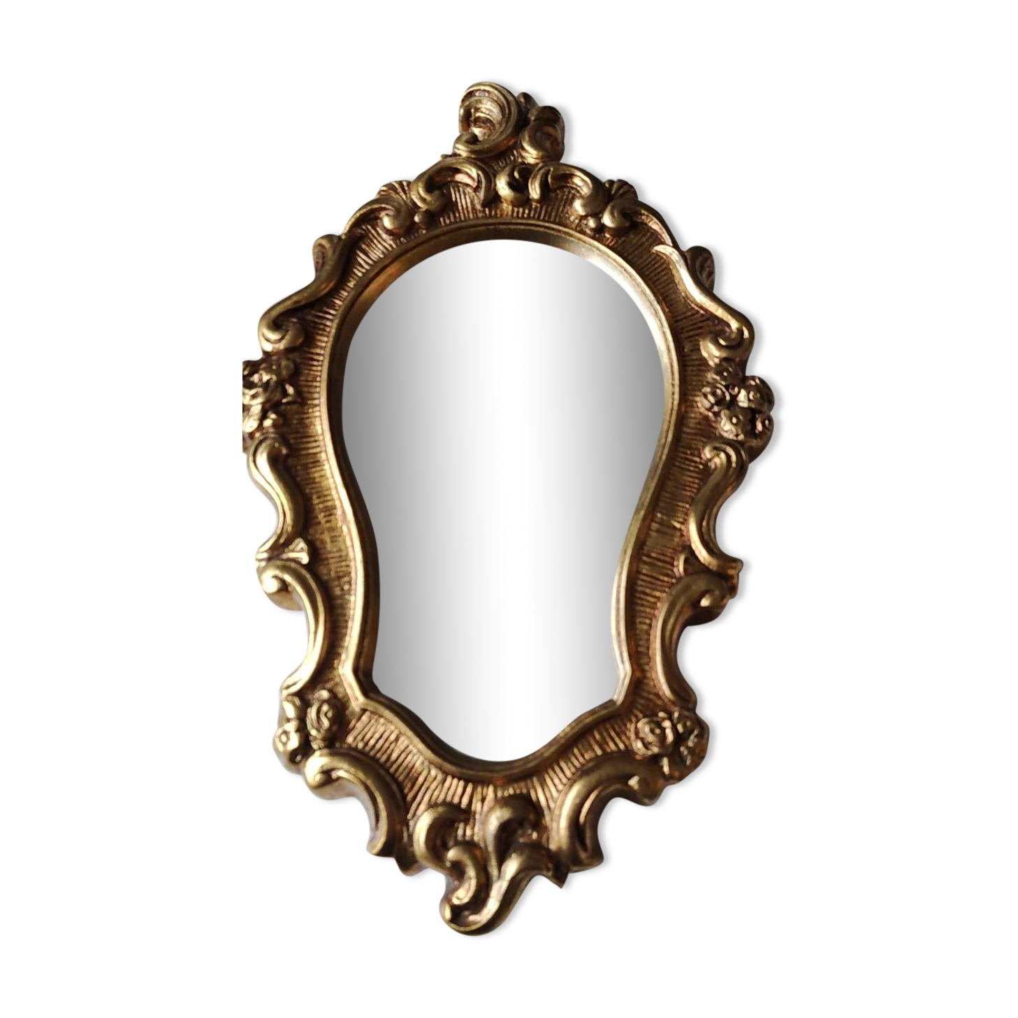 Mirror Rocaille style gilded with gold leaf 42 x 26 cm