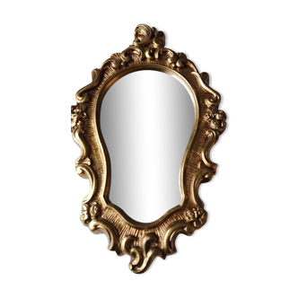 Miroir style Rocaille doré à la feuille d'or 42 x 26 cm