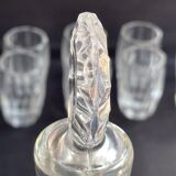 Liquor cabaret - Art Deco - Blown and cut crystal, mahogany or ebony macassar and stainless steel