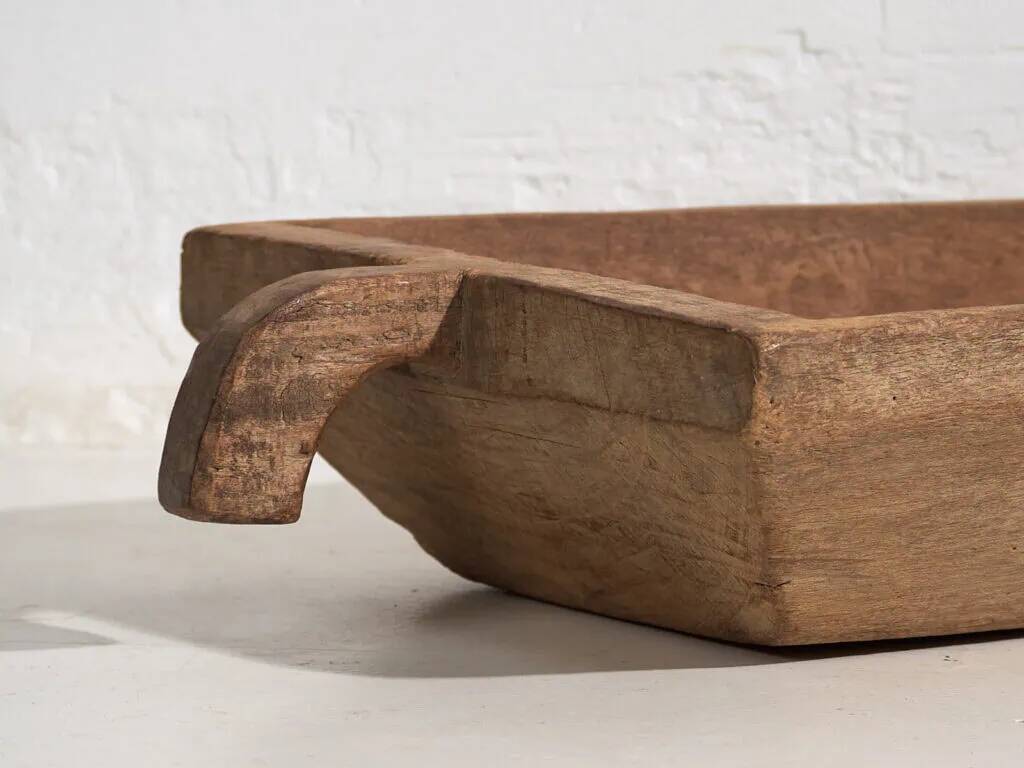 Antique solid wood tray with handle (c.1900) #8