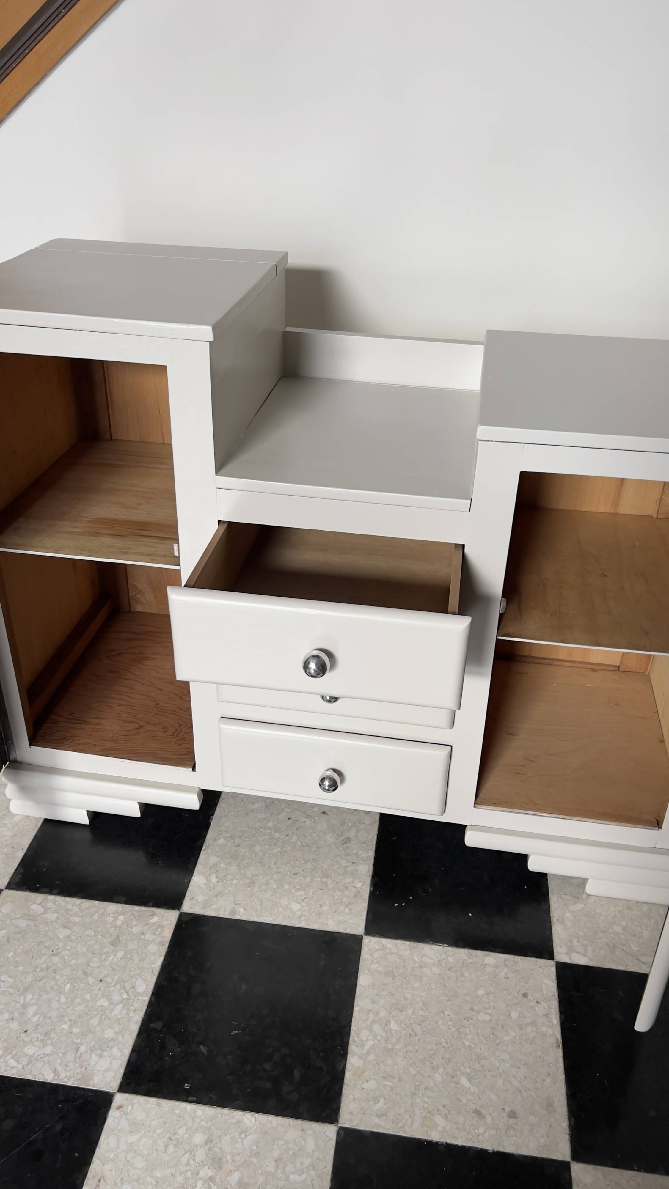 Renovated art deco asymmetrical storage unit