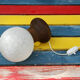 Vintage wooden and glass lamp 1970