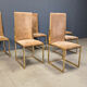 Vintage brass and alcantara dining chairs by Belgochrom, 1970s