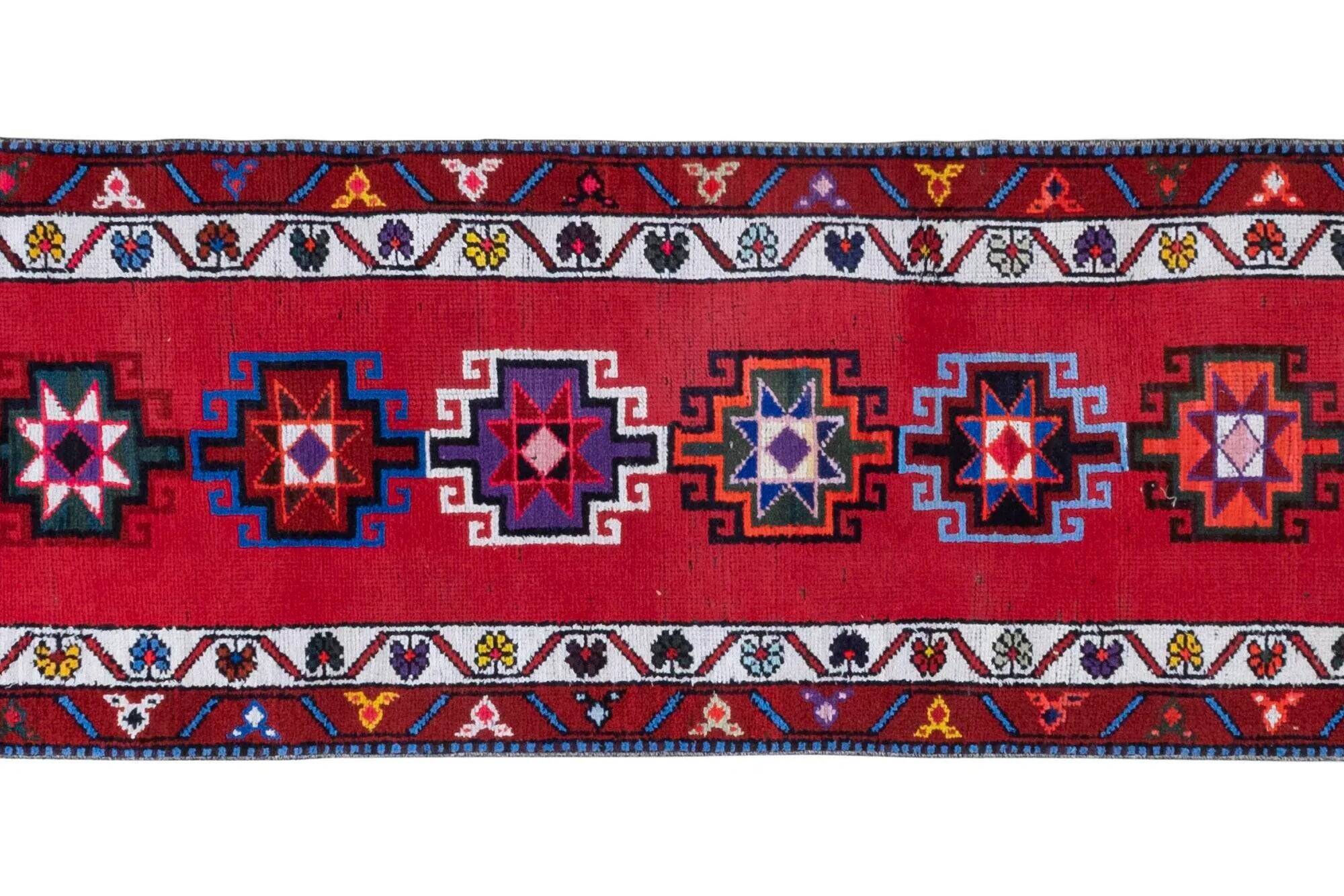 Vintage Turkish hallway rug 77x375 cm
