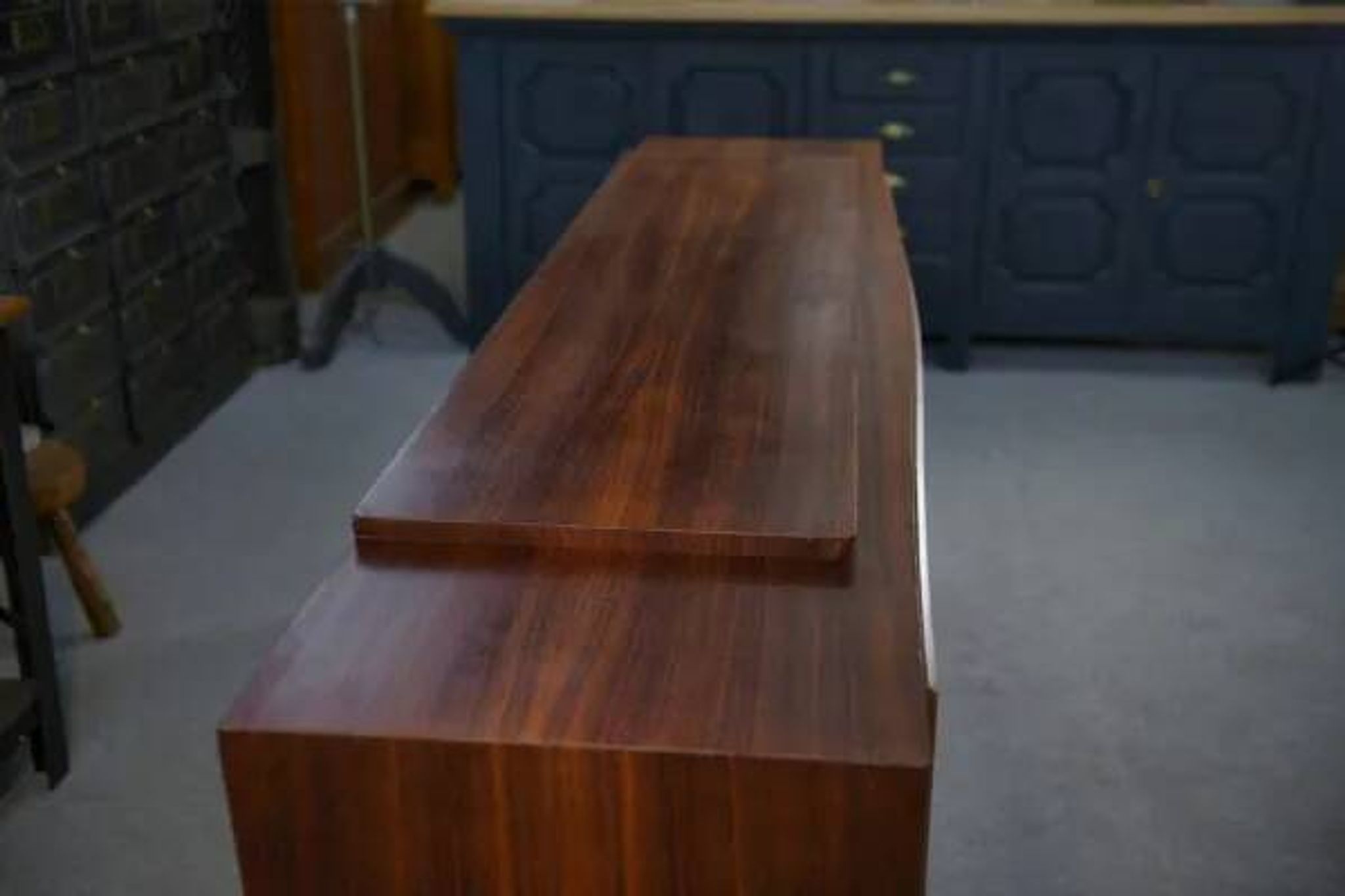 Art Deco rosewood sideboard with gilt door, attributed to Maison Dominique, 1940s