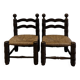 Paire de chaises en bois, assises paillées