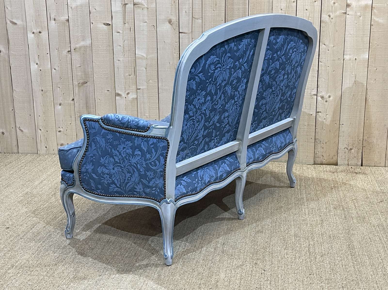 Louis XV style sofa from the 70s in beech, feather seat cushions