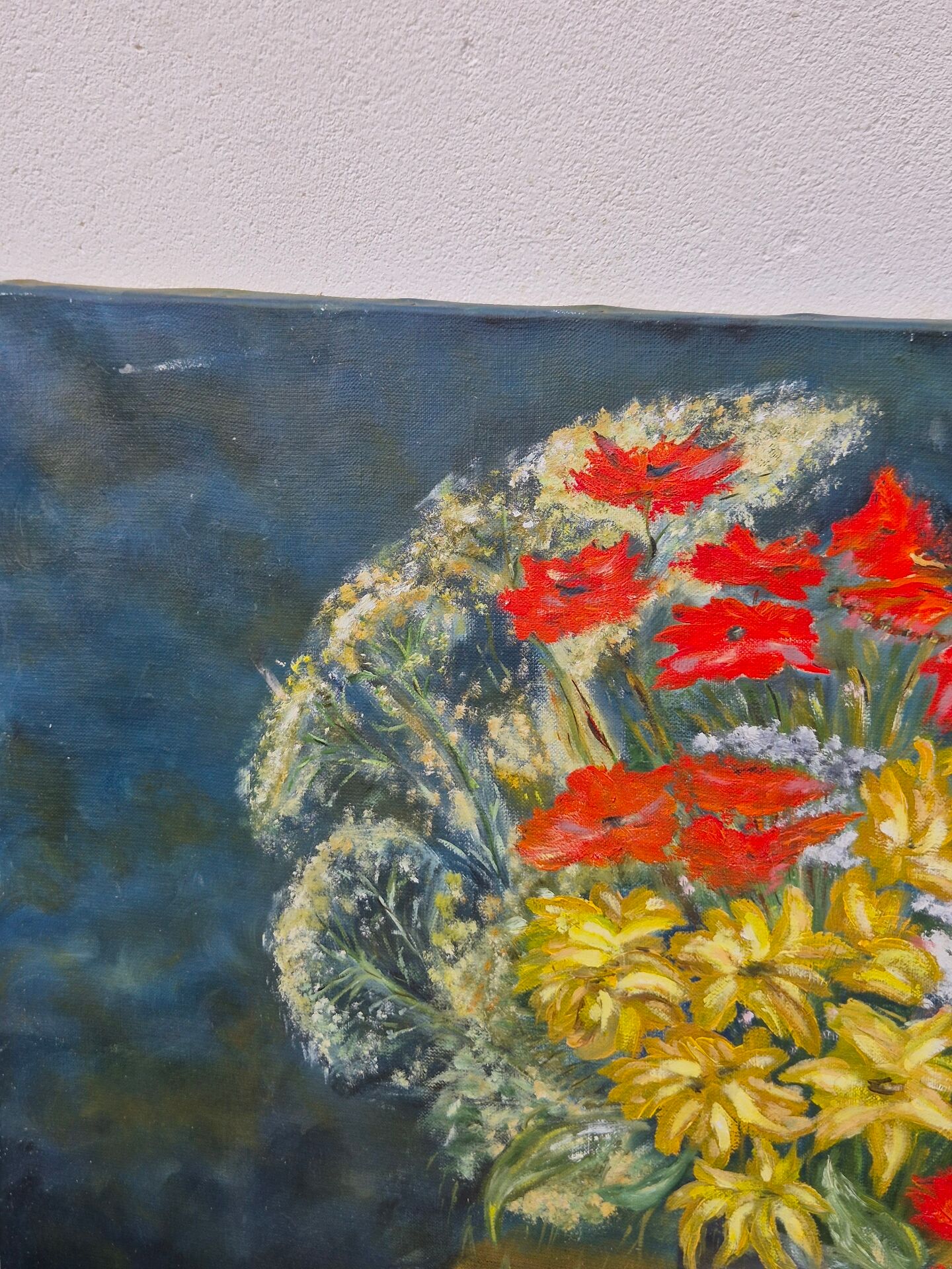 Large Vintage Floral Still Life Oil Painting