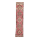 3x13 Red & Pink Vintage Runner Rug, 91x399Cm