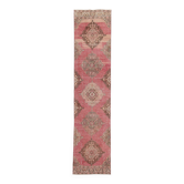 3x13 Red & Pink Vintage Runner Rug, 91x399Cm