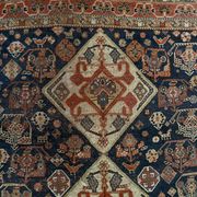Antique handmade Persian Qashqai nomadic rug – blue background 94x112cm
