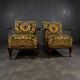 Set of 2 vintage wooden club armchairs