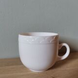 White opaline cup France Vintage tortoiseshell flower