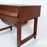 Sewing Table With Wheels Made In Teak, Danish Design From 1960s