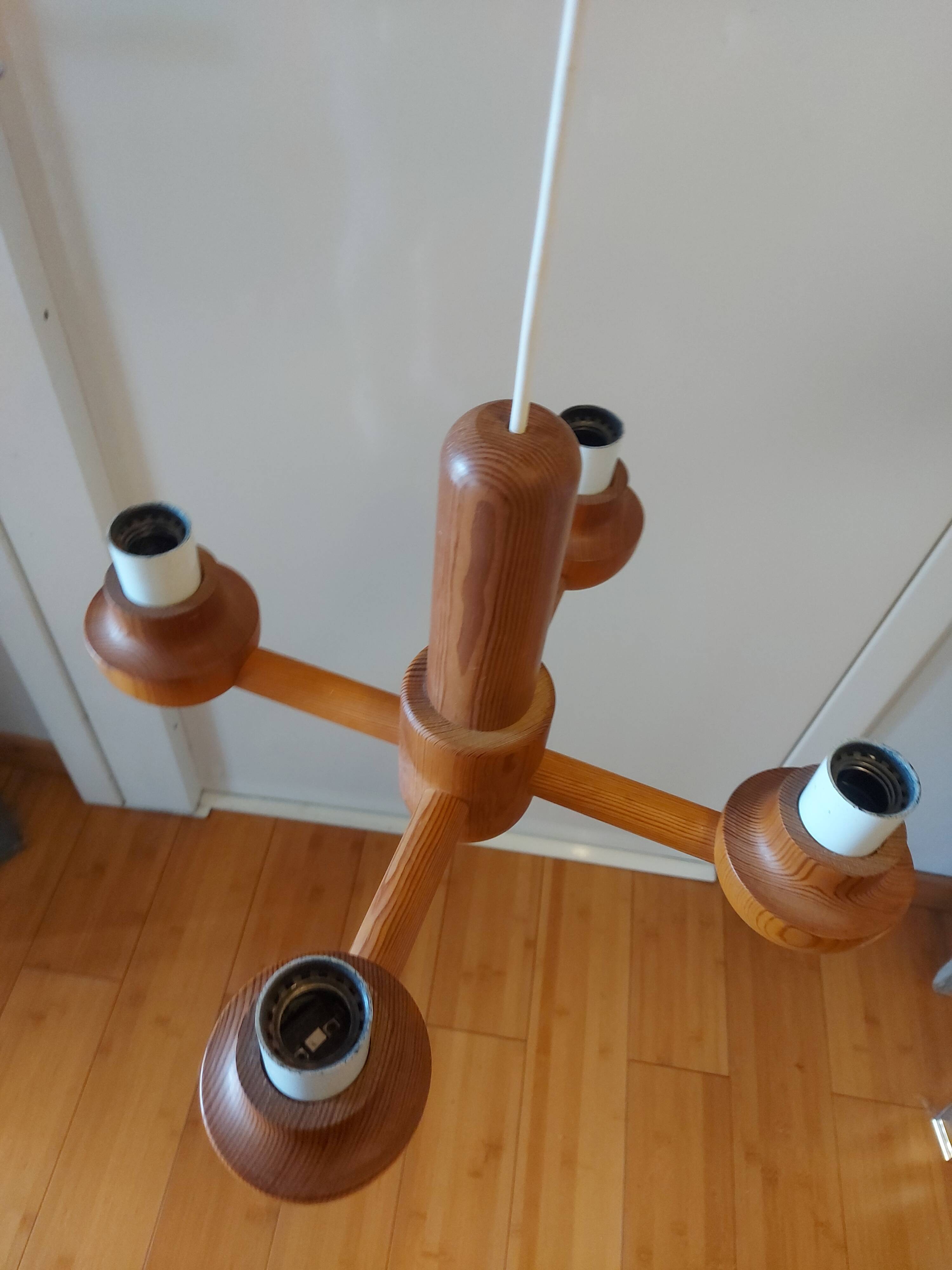 Vintage Ikea pine chandelier