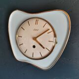 Vintage ceramic clock silent wall pendulum "Exact golden blue"