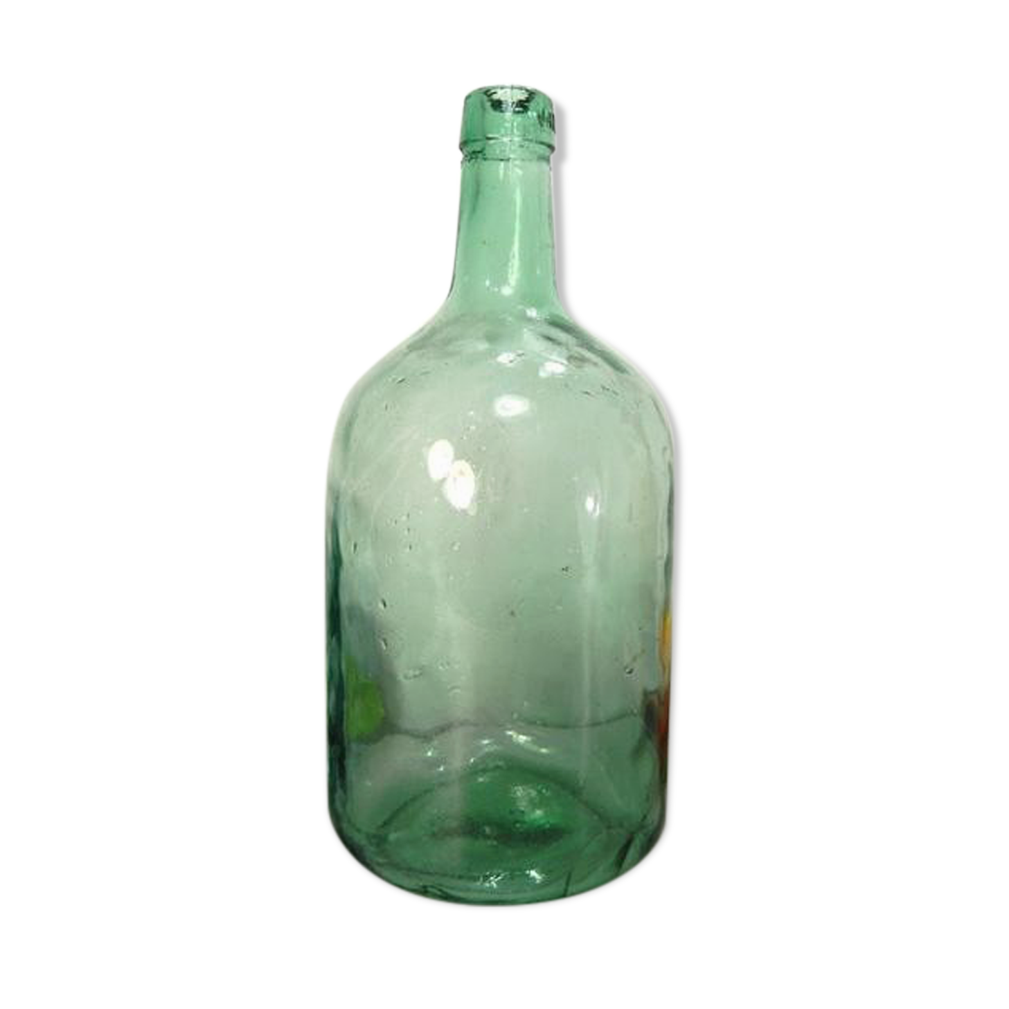 Dame Jeanne Viresa 2 liters, aqua green glass, vintage.