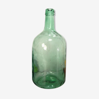 Dame Jeanne Viresa 2 liters, aqua green glass, vintage.