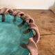 Empty Pocket Bowl Ceramic Pottery Bavent Turquoise Violet Glaze