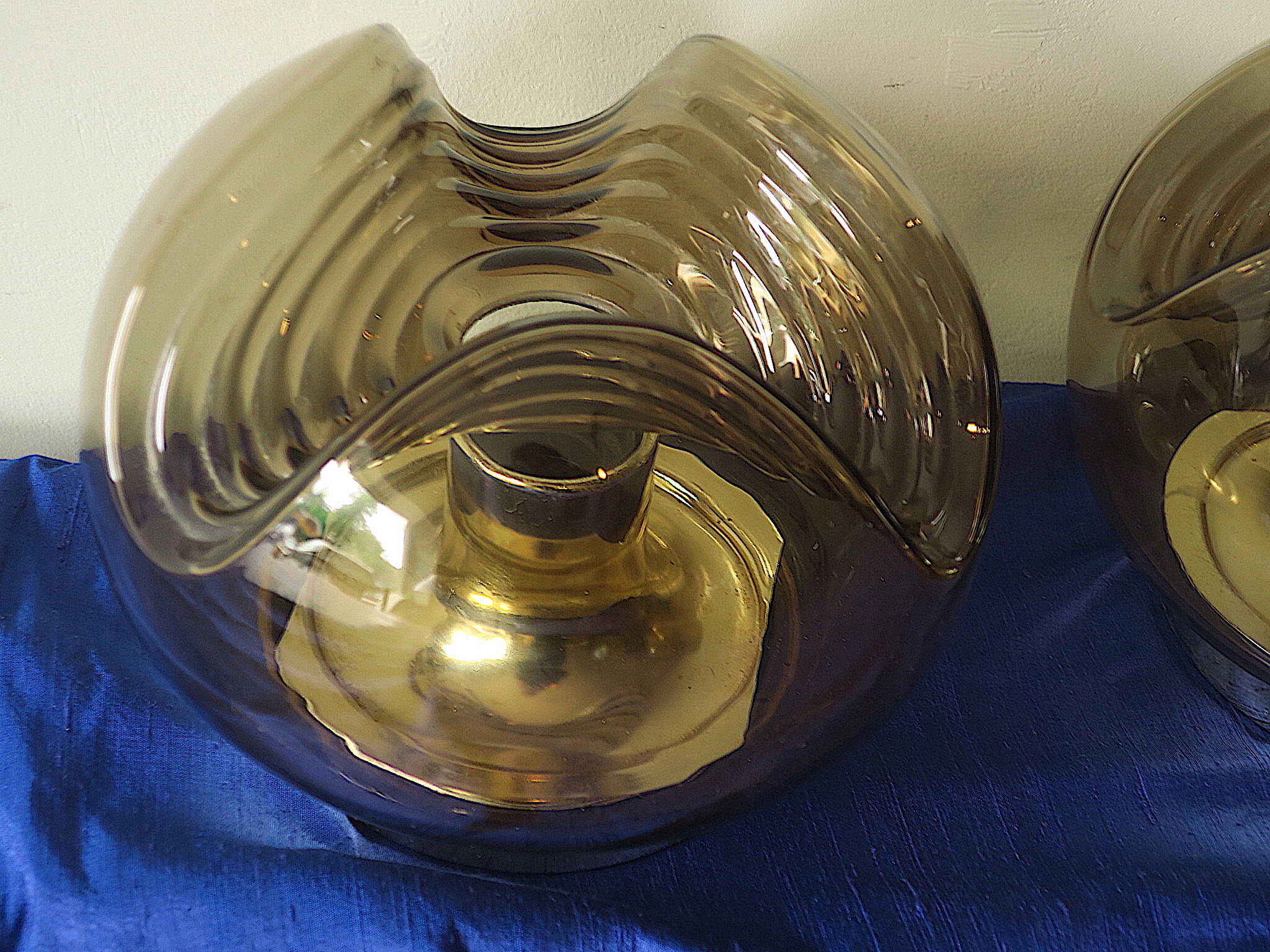 Pair of large wave lights by Koch & Lowy for Peill Putzler 1970s