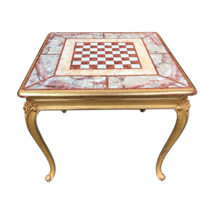 table à jeu d’échec en damier de style Louis XV bois doré