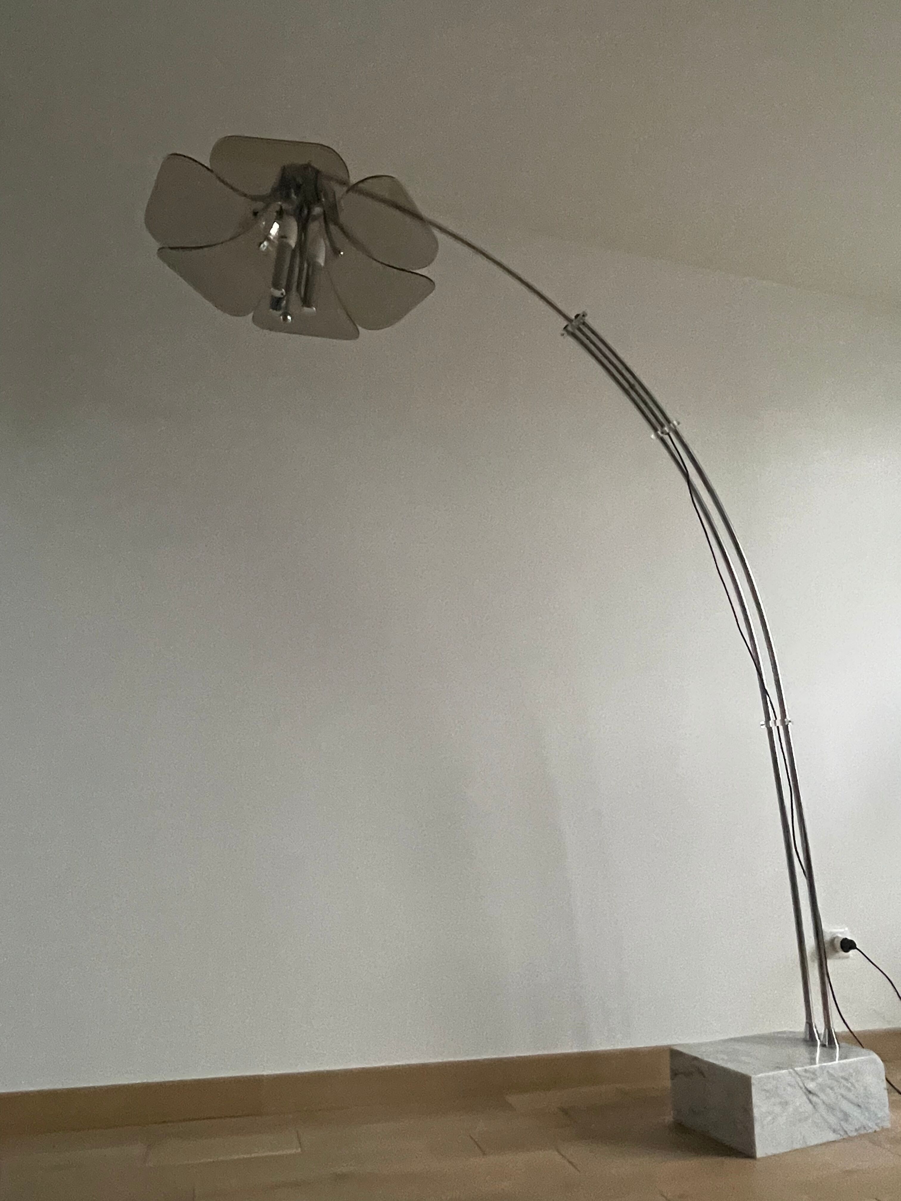Floor lamp arc flower adjustable, italy, 1960