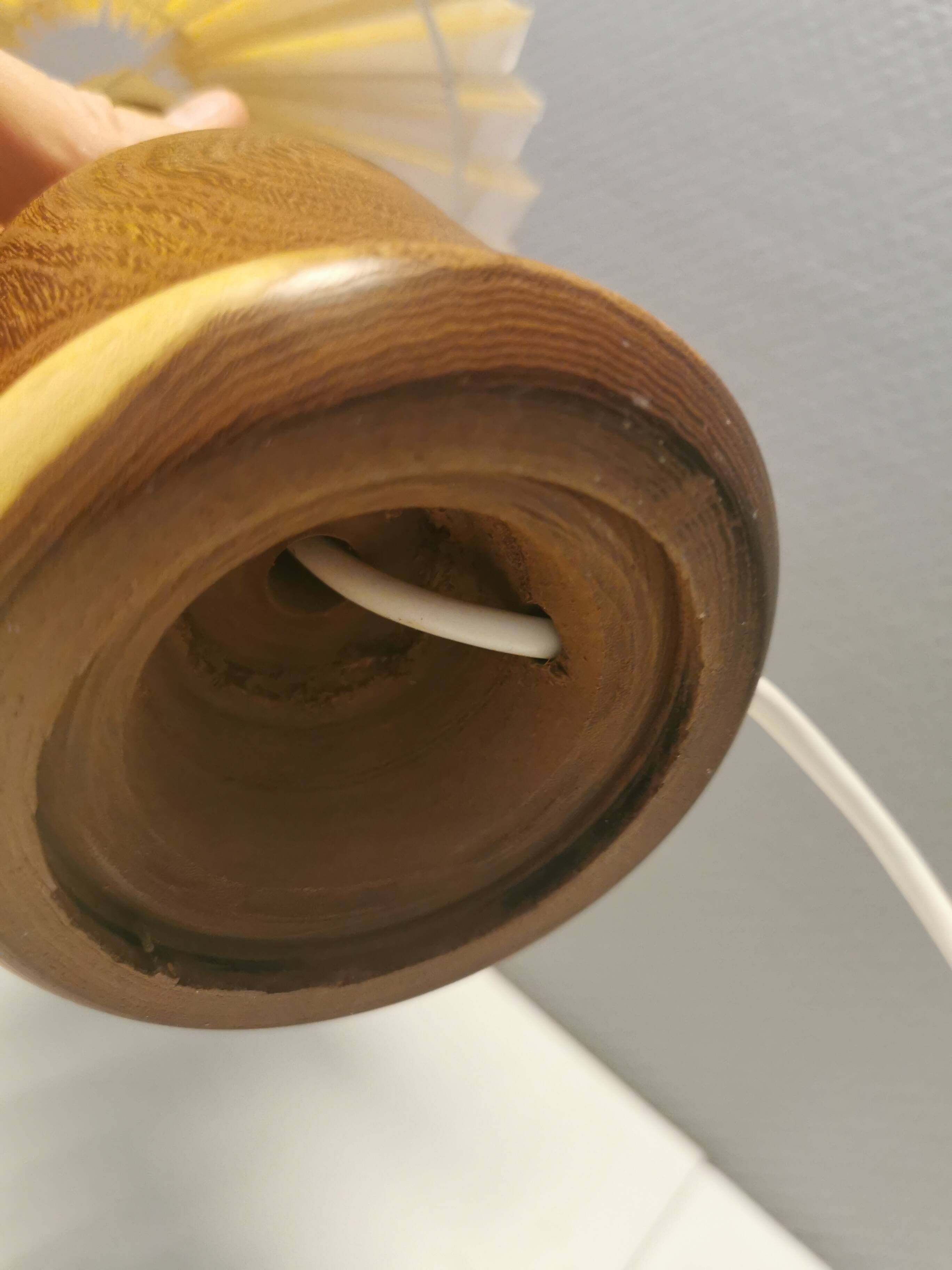 Beautiful sting lamp in twisted wood. Estimated 1970s and Swedish or Danish.