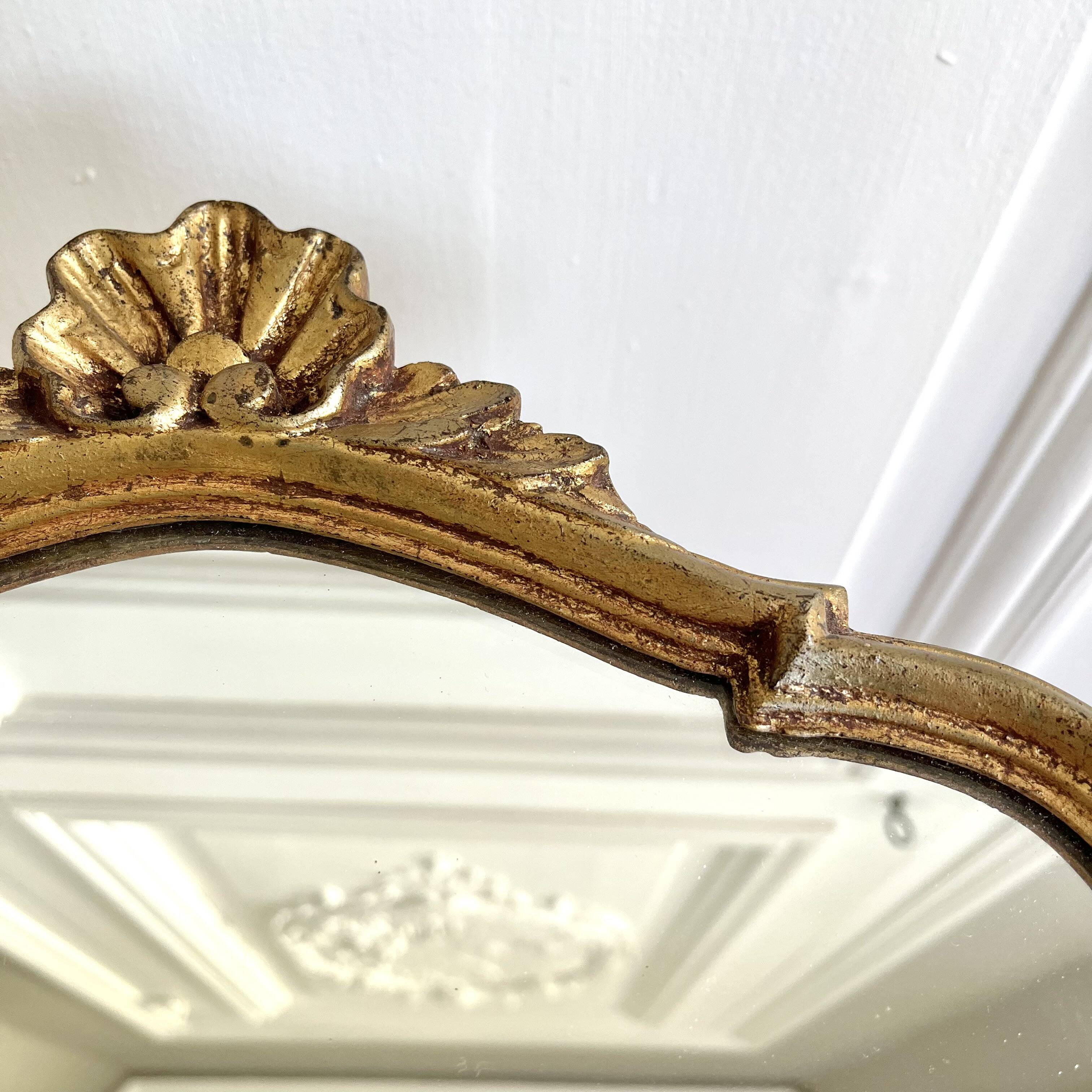 Miroir rocaille style Louis XV doré , 50 x 31 cm