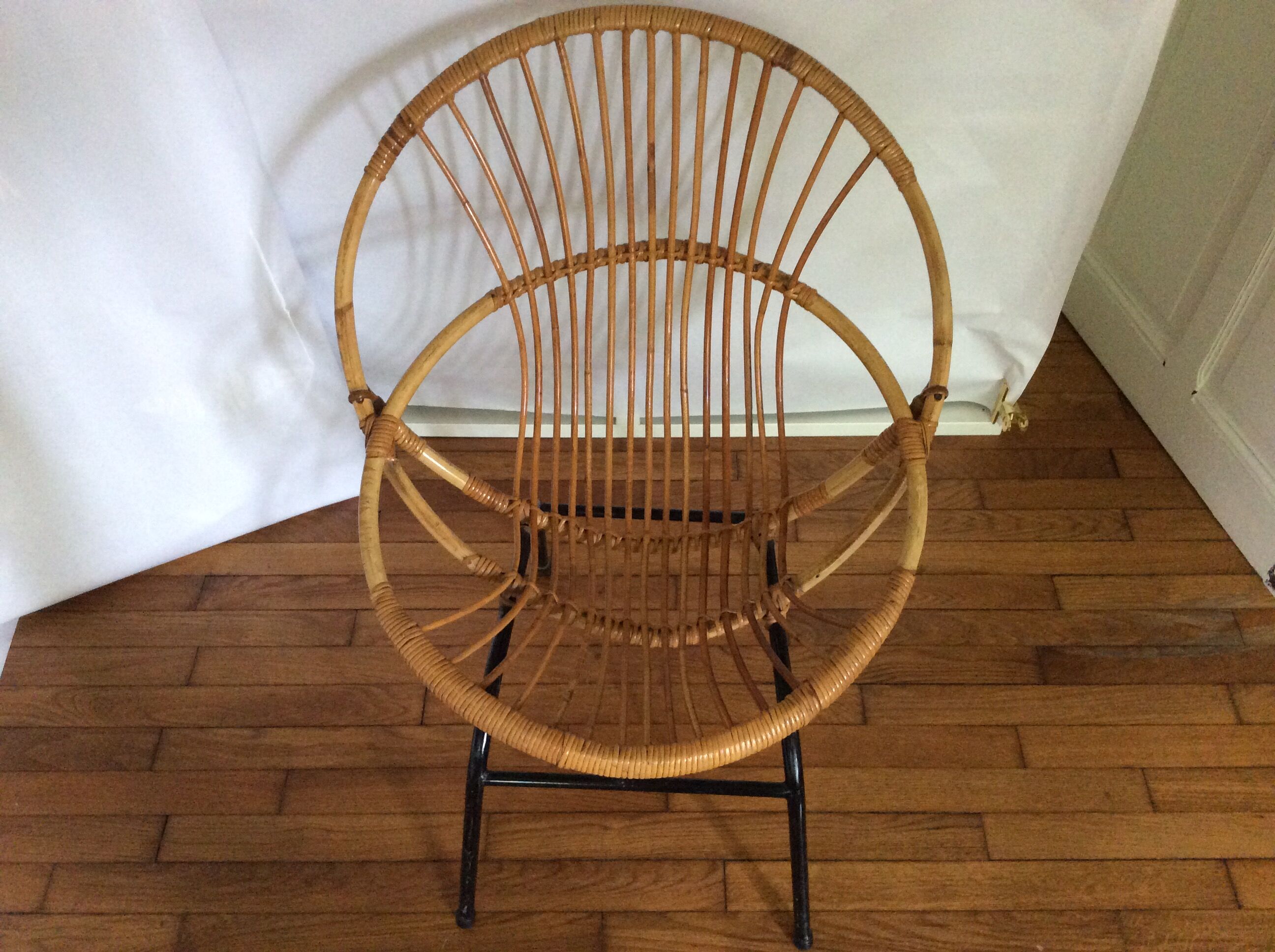 Fauteuil en rotin vintage