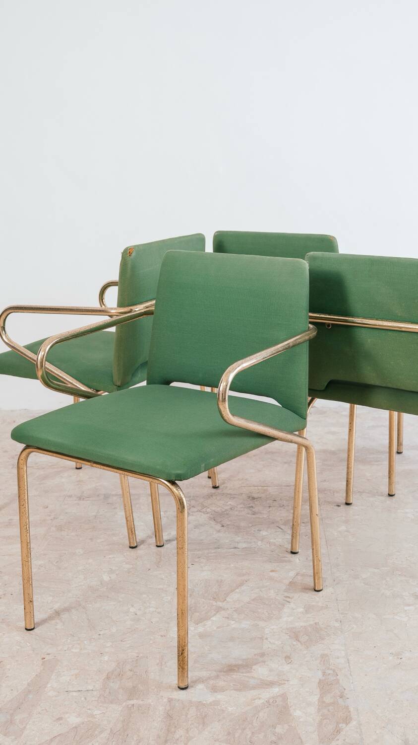 Set of 4 Hollywood Regency vintage design chairs from the 70s modern antiques.