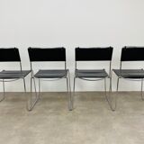 4 chairs Spaghetti Giandomenico Belotti black leather for Alias