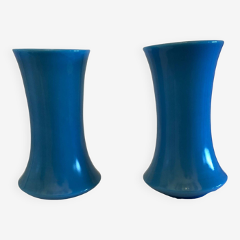 Pair of blue opaline vases