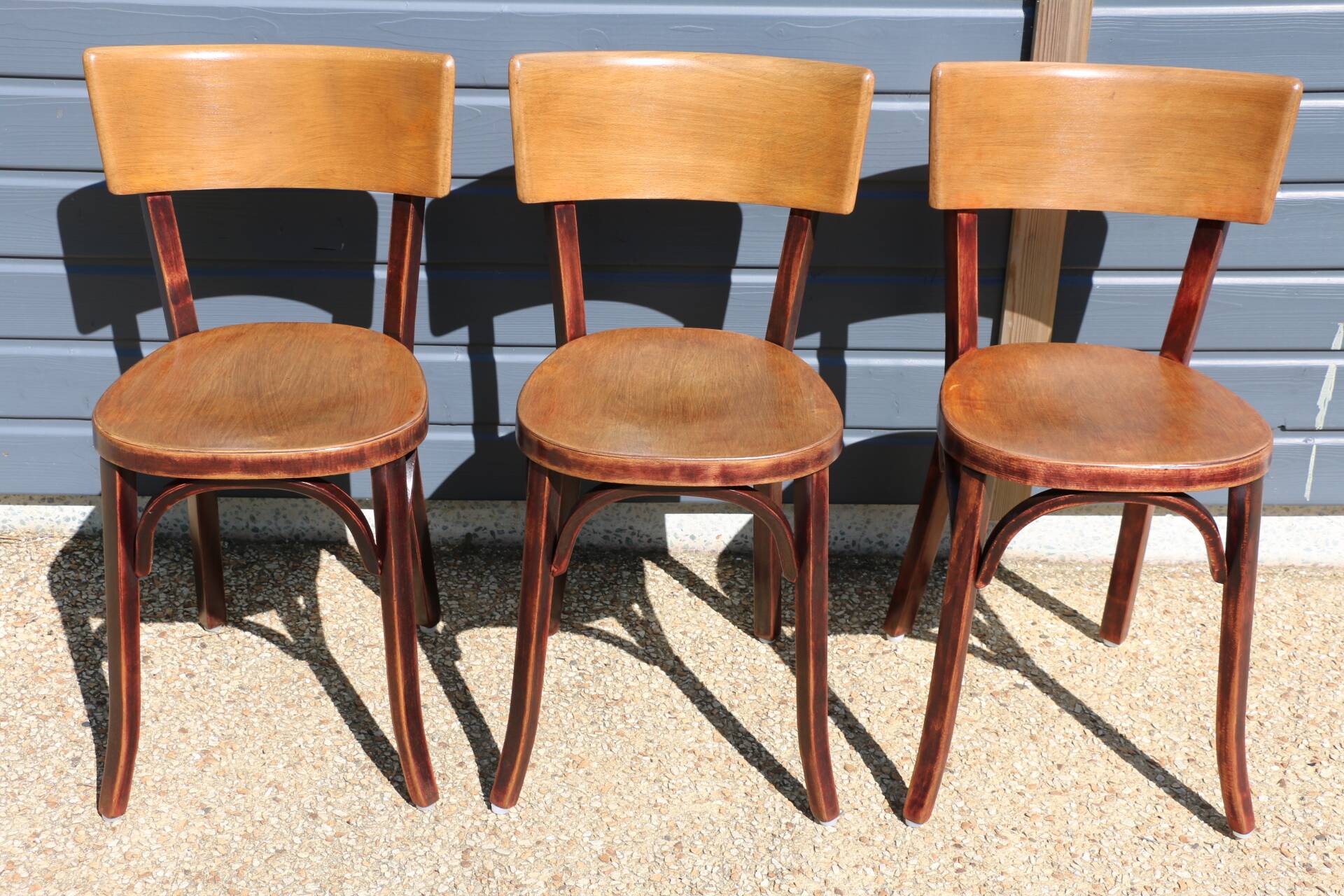 3 Baumann chairs with wide backs No. 30, dark beech