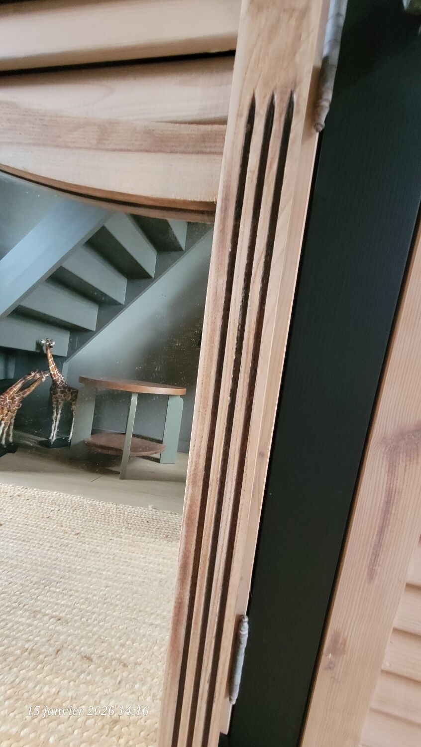 Raw wooden mirror, to be placed or hung.