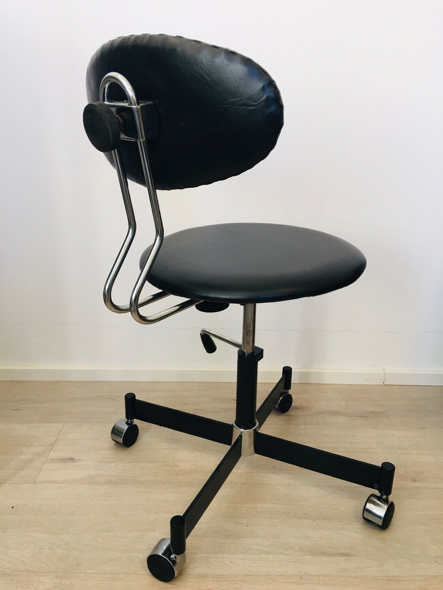 Black Leather Office chair, 1970s