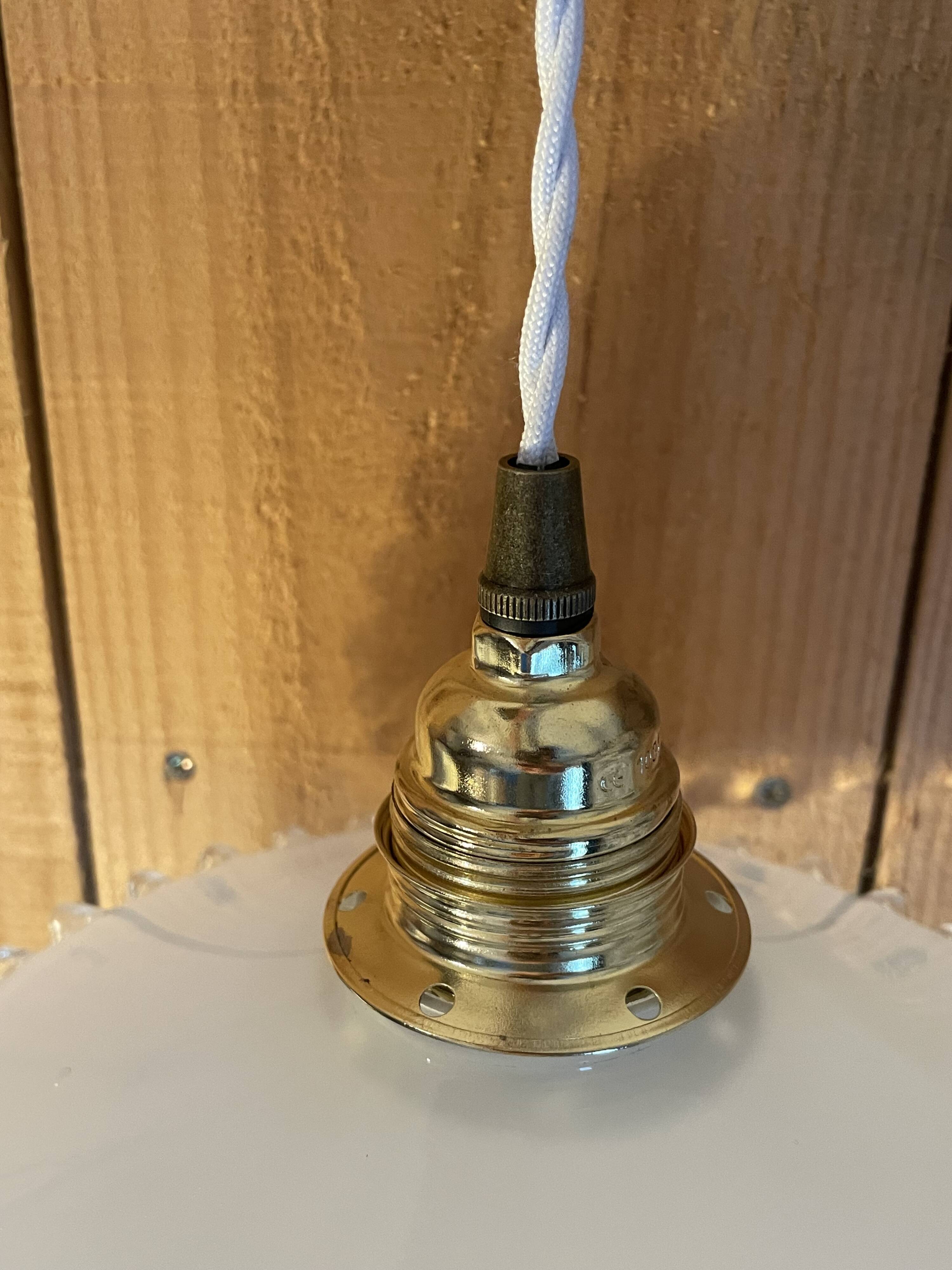 White opaline and gold metal pendant light