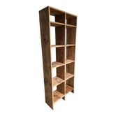 Vintage pine shelf with compartments, room divider, 1950s.