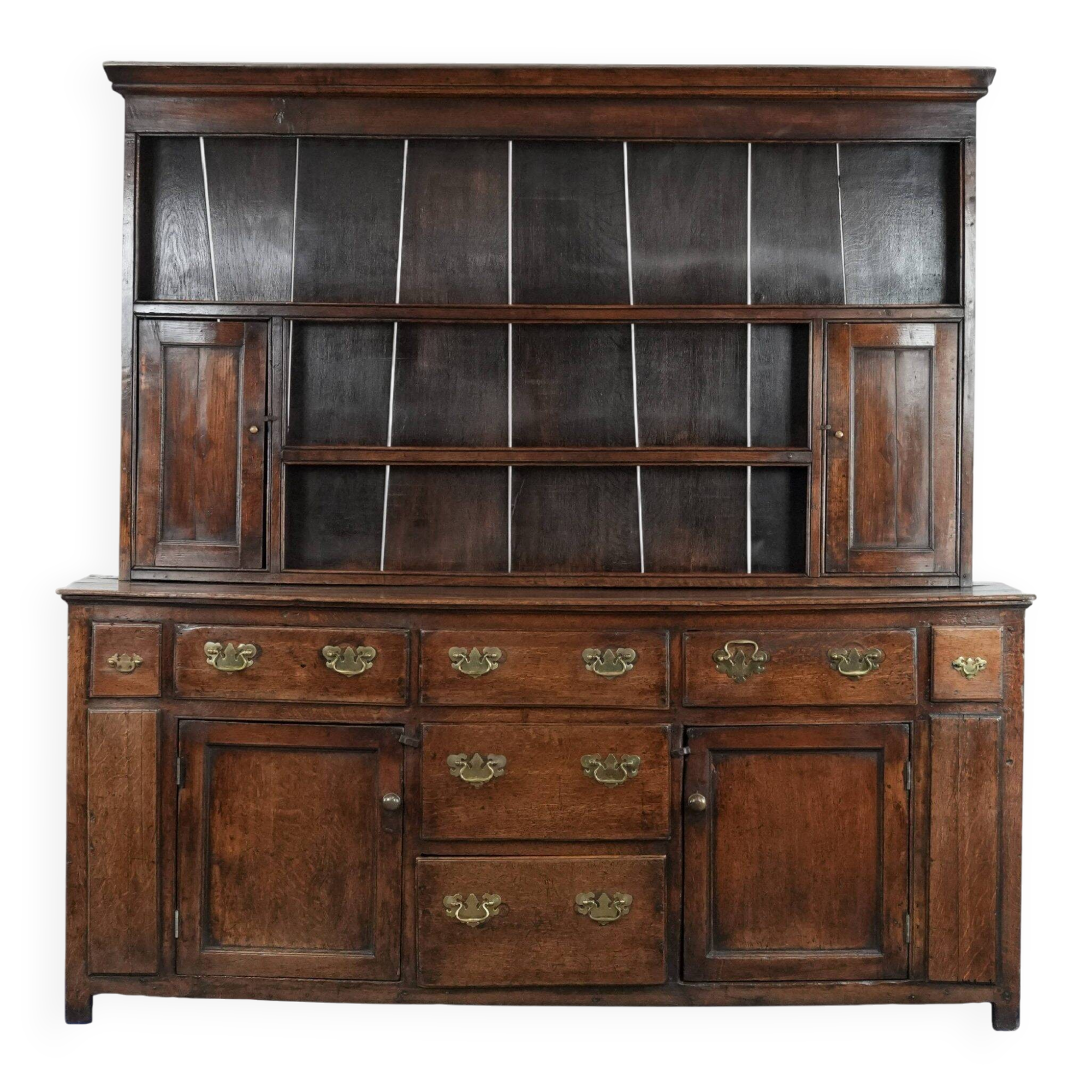 Large English antique oak kitchen cabinet / dresser from the 18th century