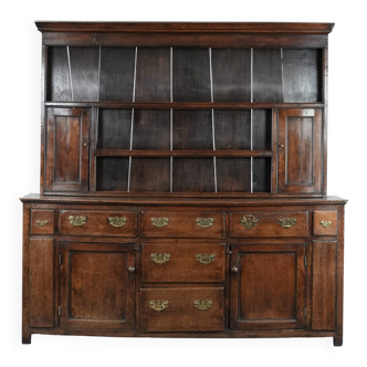 Large English antique oak kitchen cabinet / dresser from the 18th century
