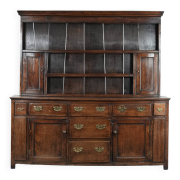Large English antique oak kitchen cabinet / dresser from the 18th century