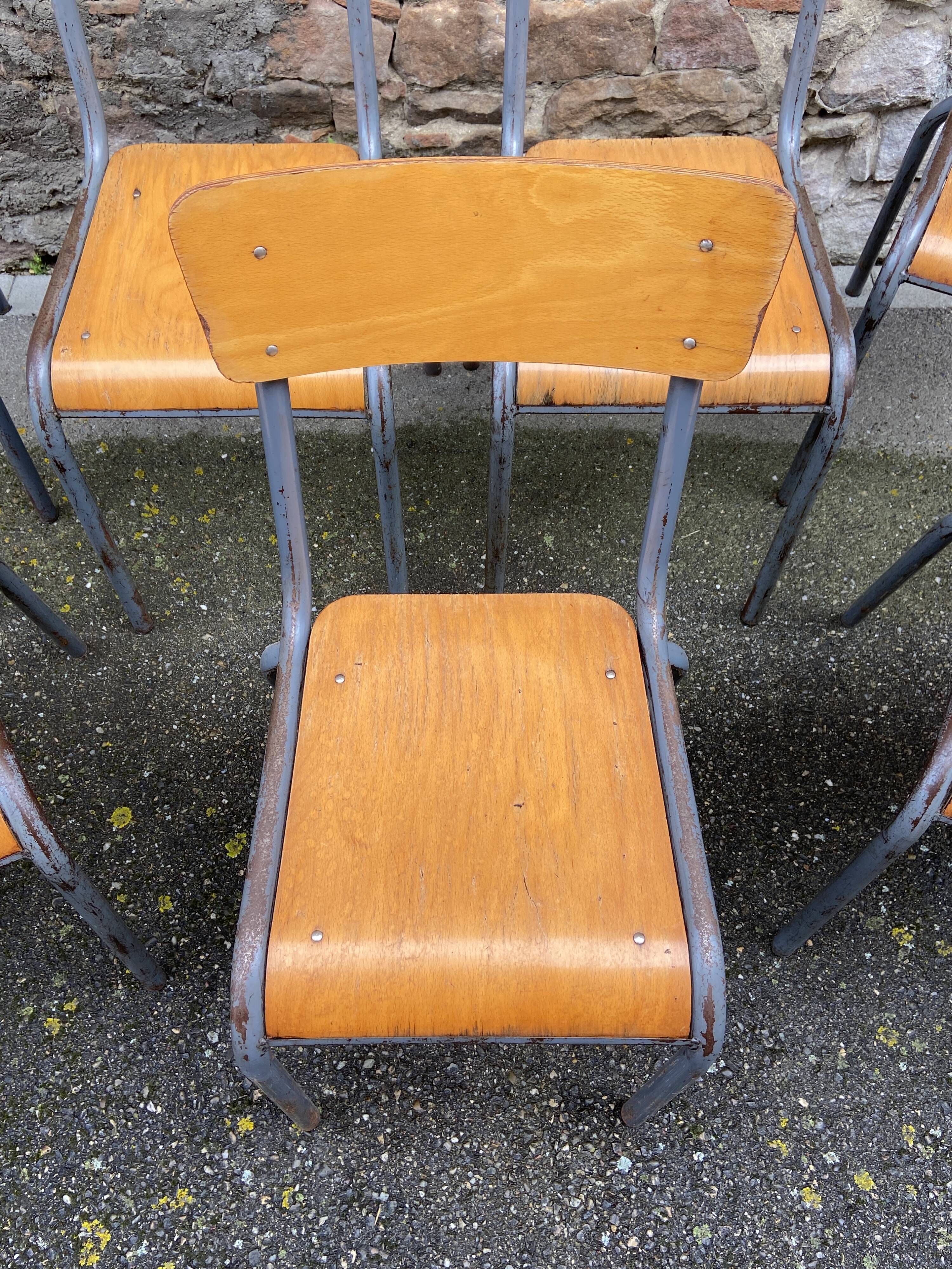 8 vintage industrial school chairs for communities mullca delagrave tube & wood french school chair