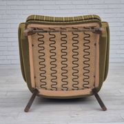 1970s, Danish lounge chair, original green furniture wool, oak wood.
