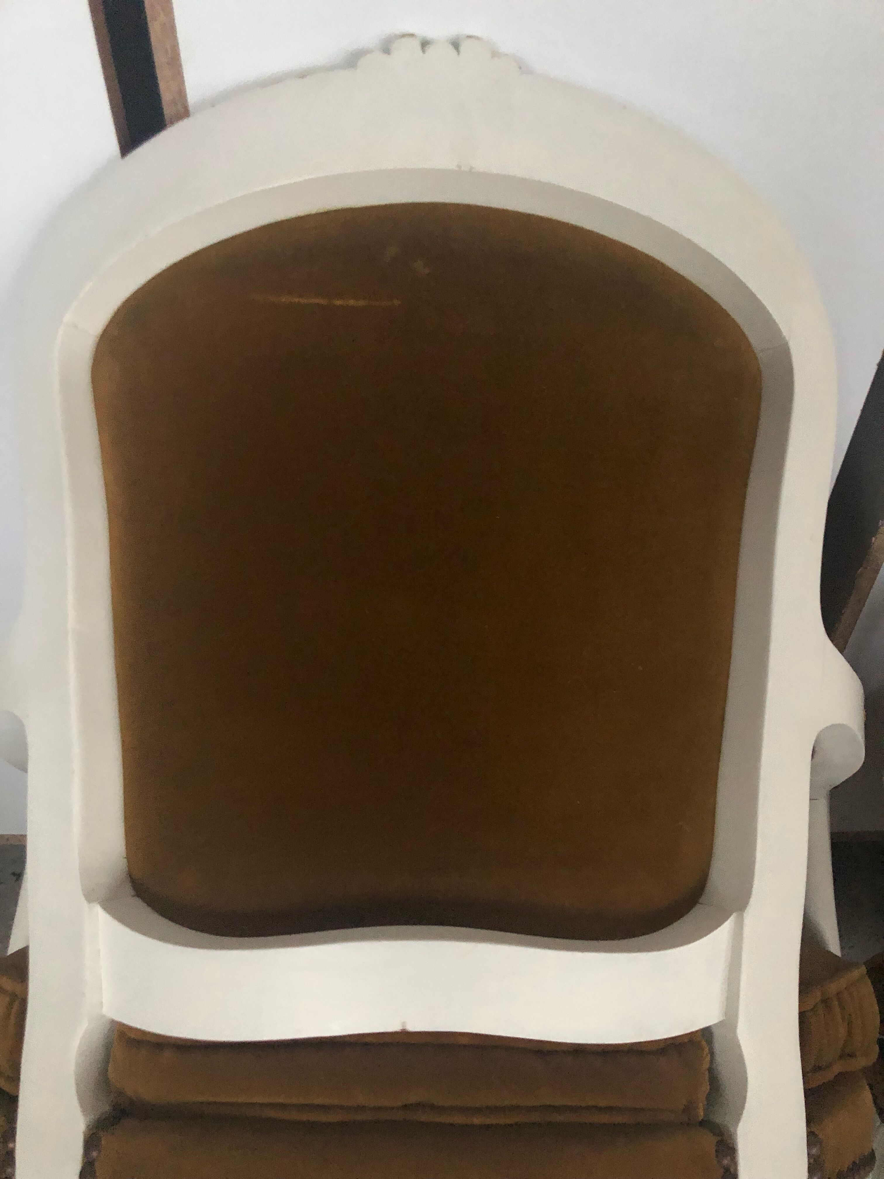 2 mustard yellow Louis XV convertible armchairs